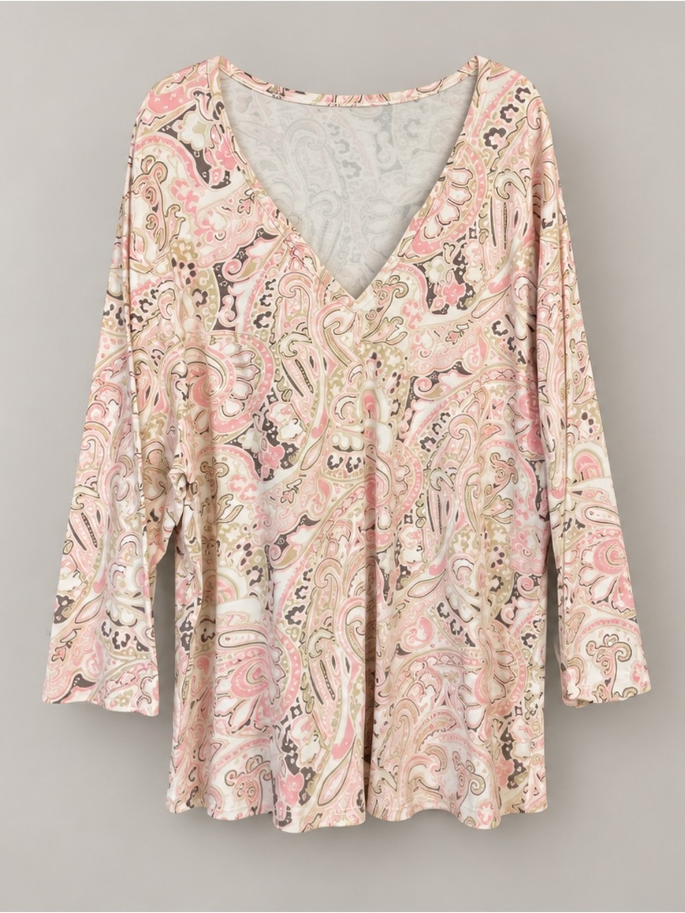 Women’s Pink Paisley V-Neck Sleep Top